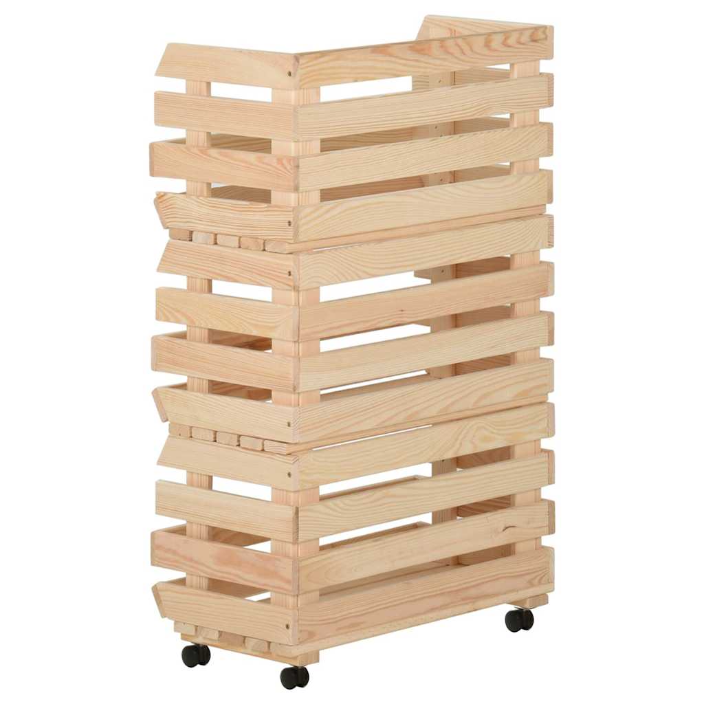 vidaXL Vegetable Trolley 37x30x80 cm Solid Pinewood 4