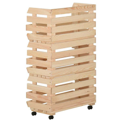 vidaXL Vegetable Trolley 37x30x80 cm Solid Pinewood 4