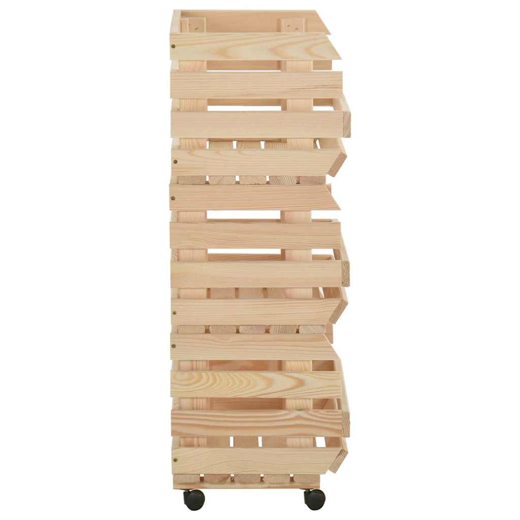 vidaXL Vegetable Trolley 37x30x80 cm Solid Pinewood 5