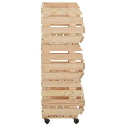 vidaXL Vegetable Trolley 37x30x80 cm Solid Pinewood 5