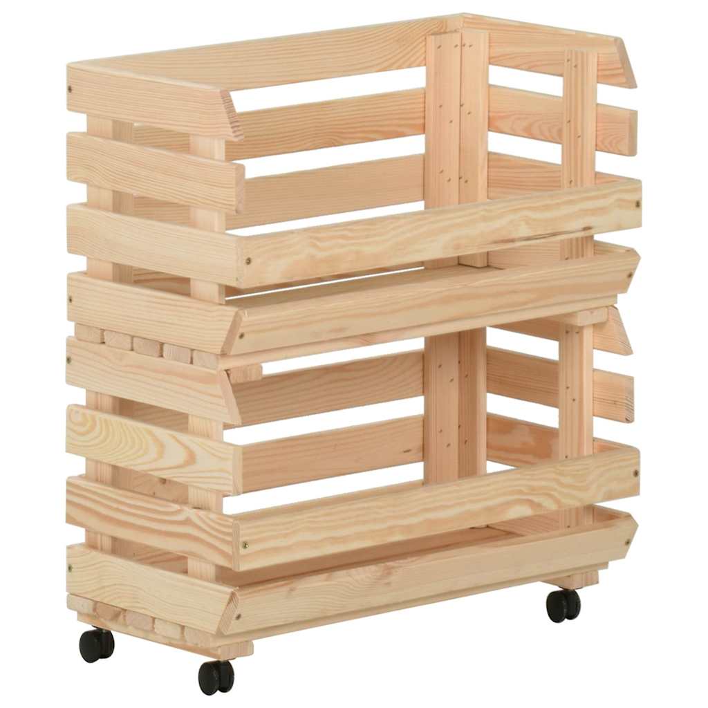 vidaXL Vegetable Trolley 37x30x80 cm Solid Pinewood 6