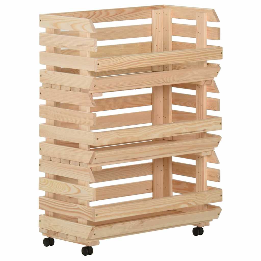 vidaXL Vegetable Trolley 57x30x80 cm Solid Pinewood 1