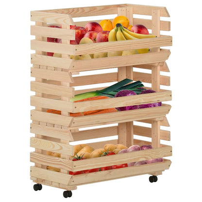 vidaXL Vegetable Trolley 57x30x80 cm Solid Pinewood 2