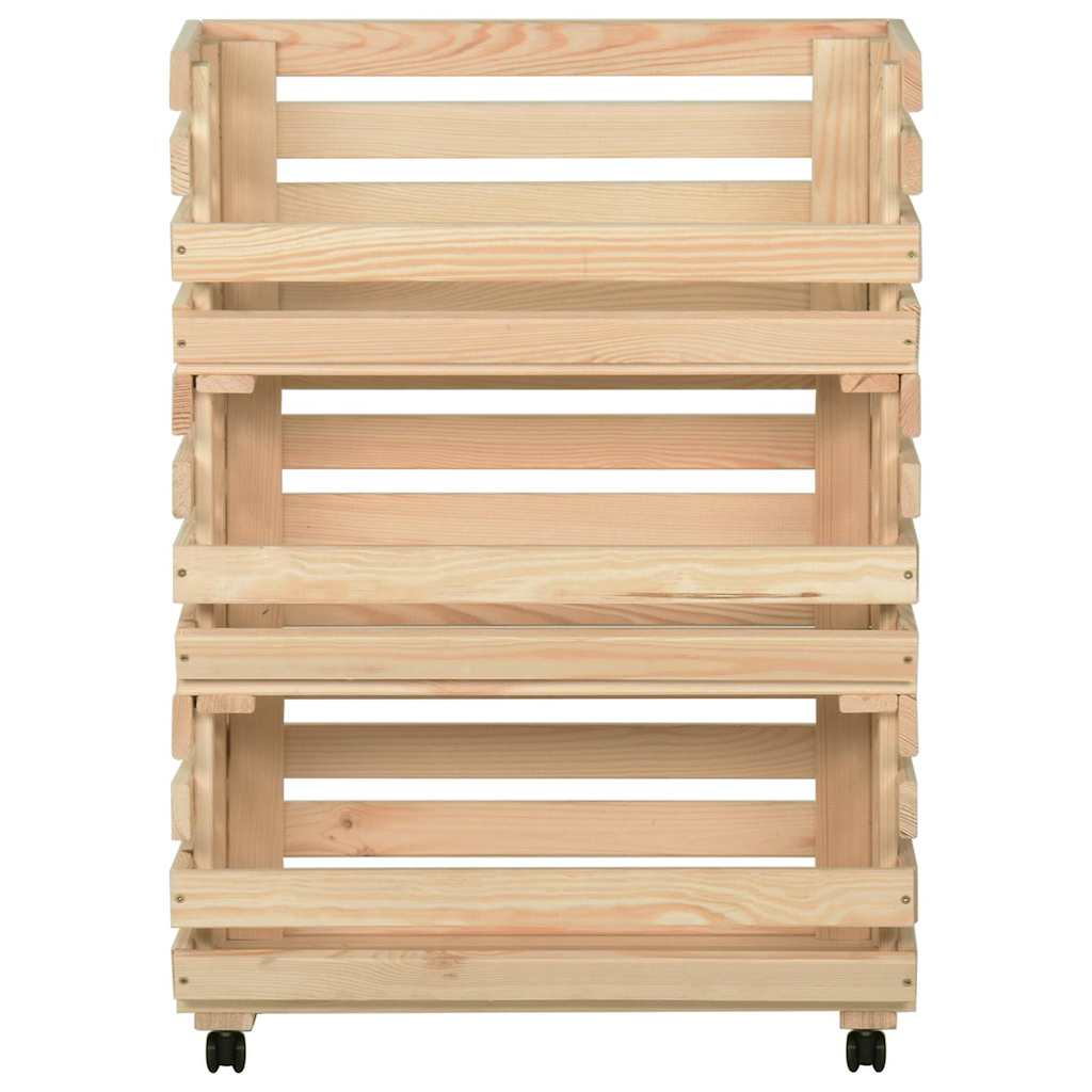 vidaXL Vegetable Trolley 57x30x80 cm Solid Pinewood 3