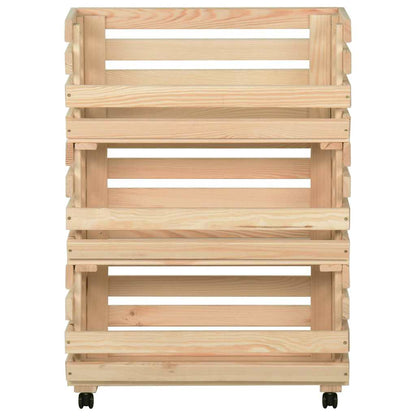 vidaXL Vegetable Trolley 57x30x80 cm Solid Pinewood 3