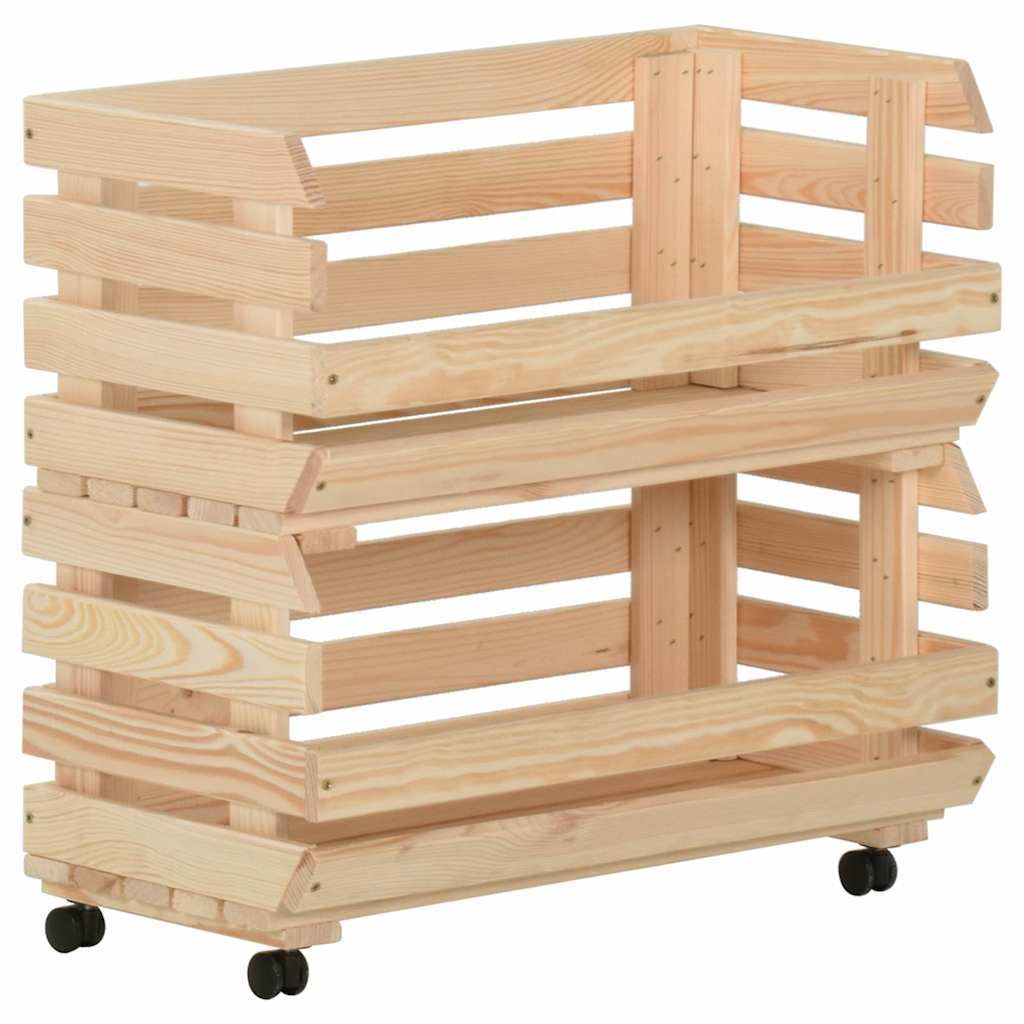 vidaXL Vegetable Trolley 57x30x80 cm Solid Pinewood 5