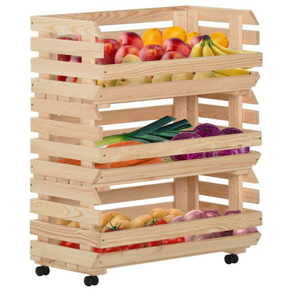 vidaXL Vegetable Trolley Solid Pinewood