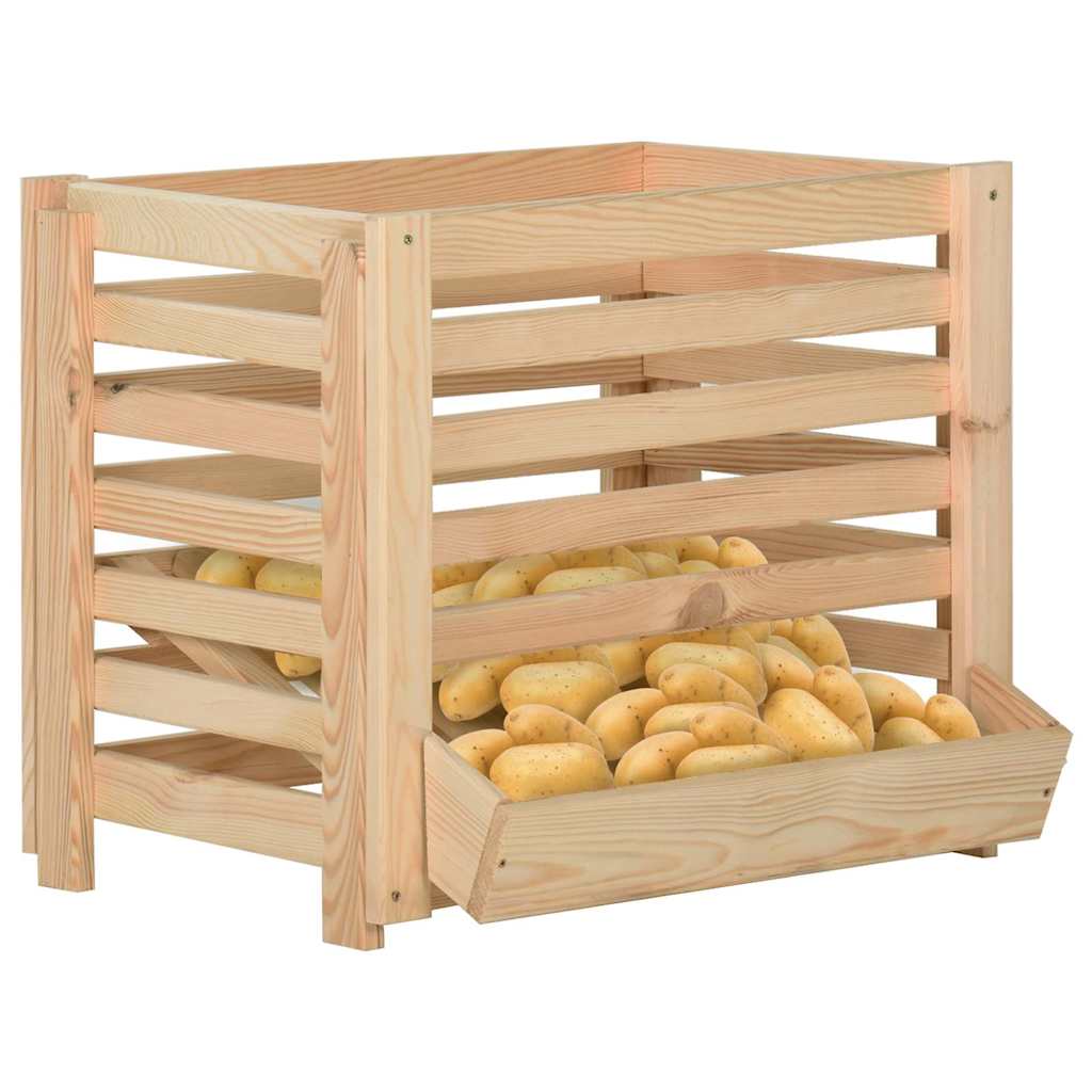 vidaXL Potato Box | Natural Wood | Solid Pinewood | Medium | Stackable 2