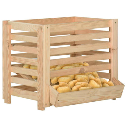 vidaXL Potato Box | Natural Wood | Solid Pinewood | Medium | Stackable 2
