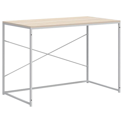 vidaXL Computer Desk White and Oak 110x60x70 cm Engineered Wood 2