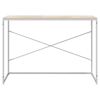 vidaXL Computer Desk White and Oak 110x60x70 cm Engineered Wood 3