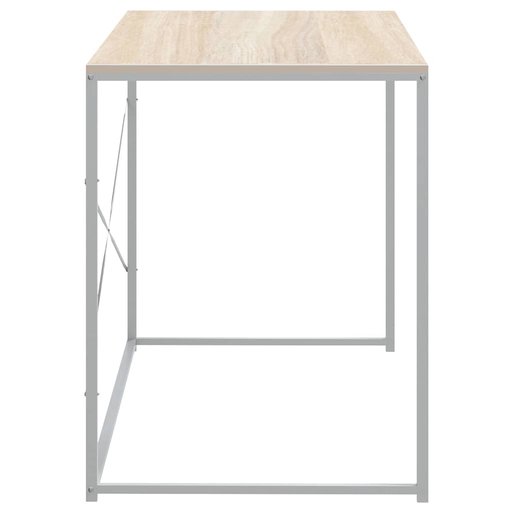 vidaXL Computer Desk White and Oak 110x60x70 cm Engineered Wood 4