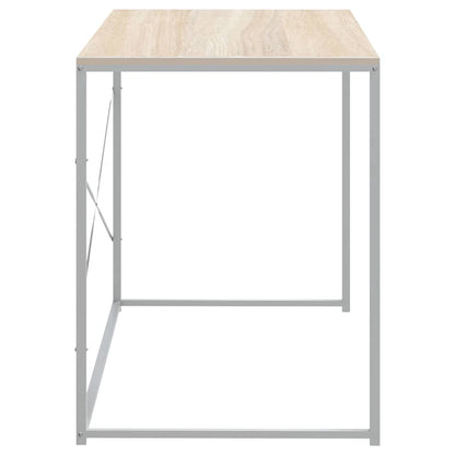 vidaXL Computer Desk White and Oak 110x60x70 cm Engineered Wood 4