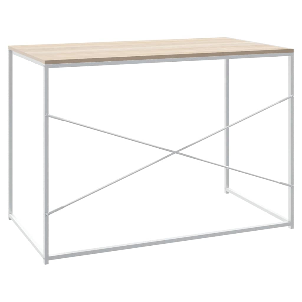 vidaXL Computer Desk White and Oak 110x60x70 cm Engineered Wood 5