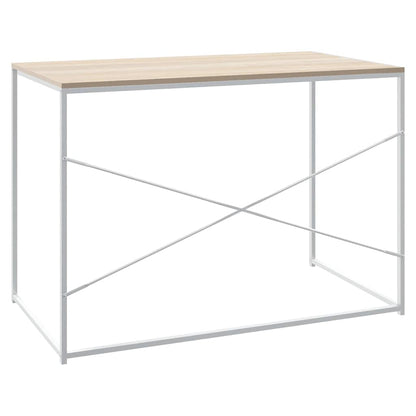 vidaXL Computer Desk White and Oak 110x60x70 cm Engineered Wood 5