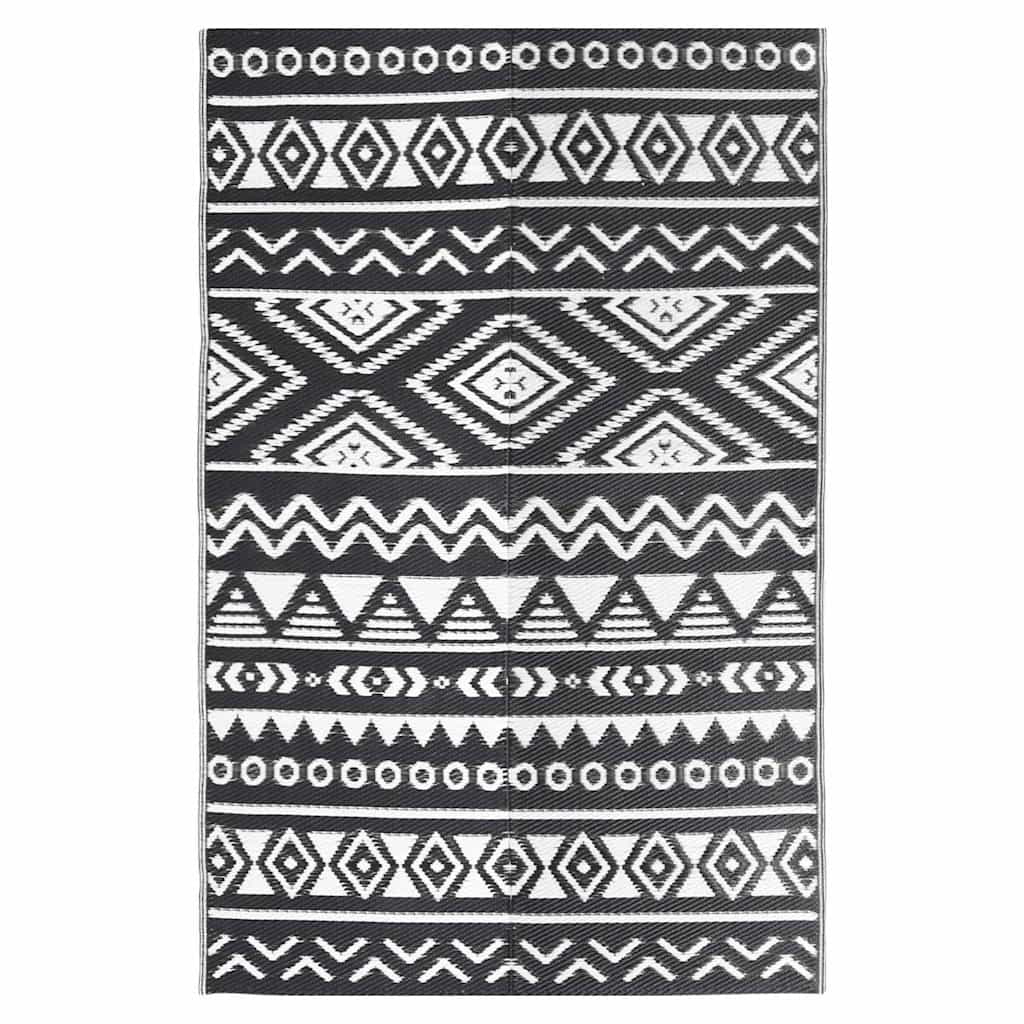 vidaXL Outdoor Rug | Black | Polypropylene | Large | Decorative Inlays 2