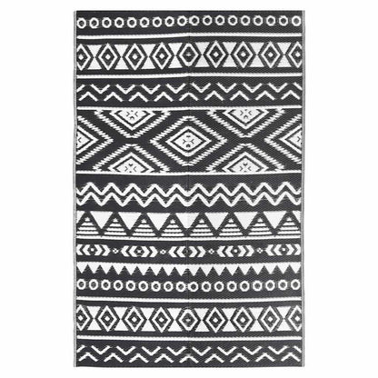 vidaXL Outdoor Rug | Black | Polypropylene | Large | Decorative Inlays 2