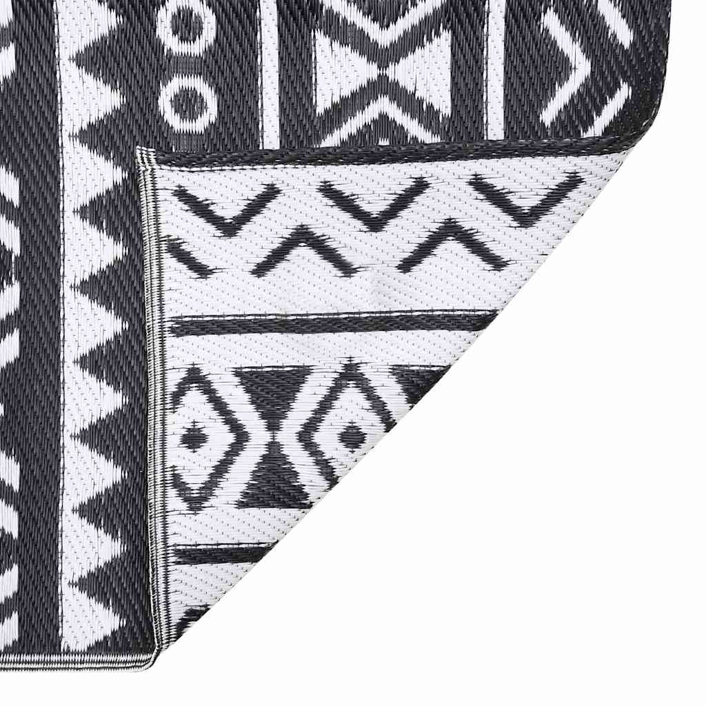vidaXL Outdoor Rug | Black | Polypropylene | Large | Decorative Inlays 4