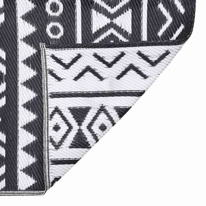 vidaXL Outdoor Rug | Black | Polypropylene | Large | Decorative Inlays 4
