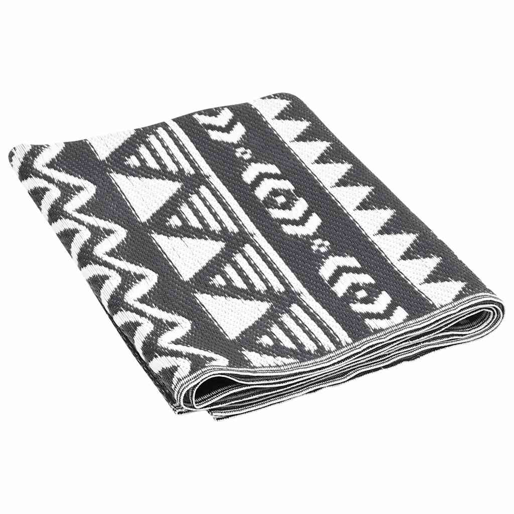 vidaXL Outdoor Rug | Black | Polypropylene | Large | Decorative Inlays 5