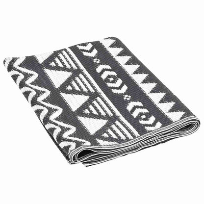 vidaXL Outdoor Rug | Black | Polypropylene | Large | Decorative Inlays 5