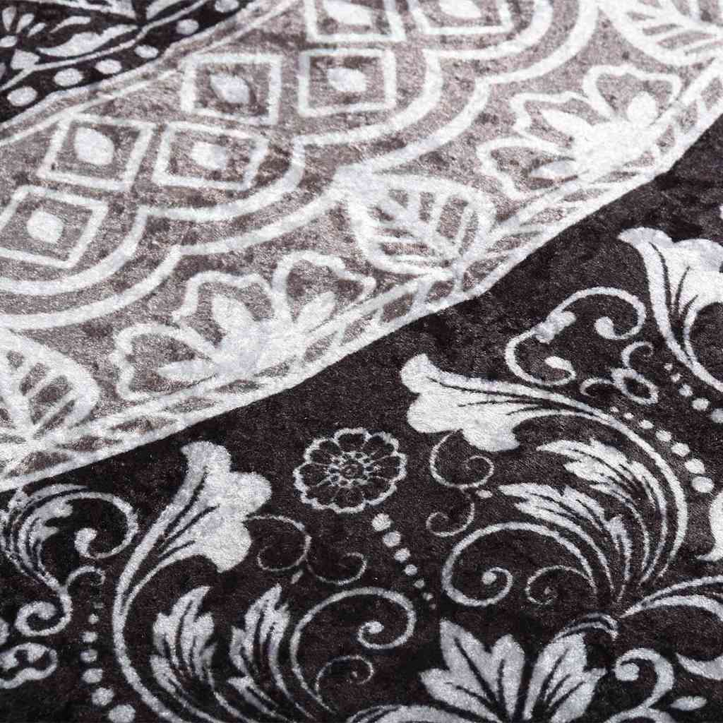 vidaXL Rug Washable 160x230 cm Black and Grey 5