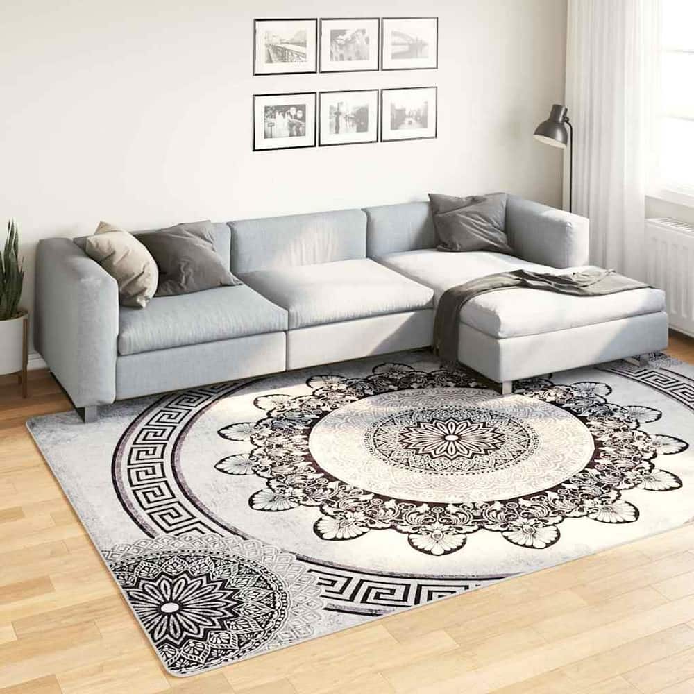 Rug Washable Black and Grey 190 x 300 cm