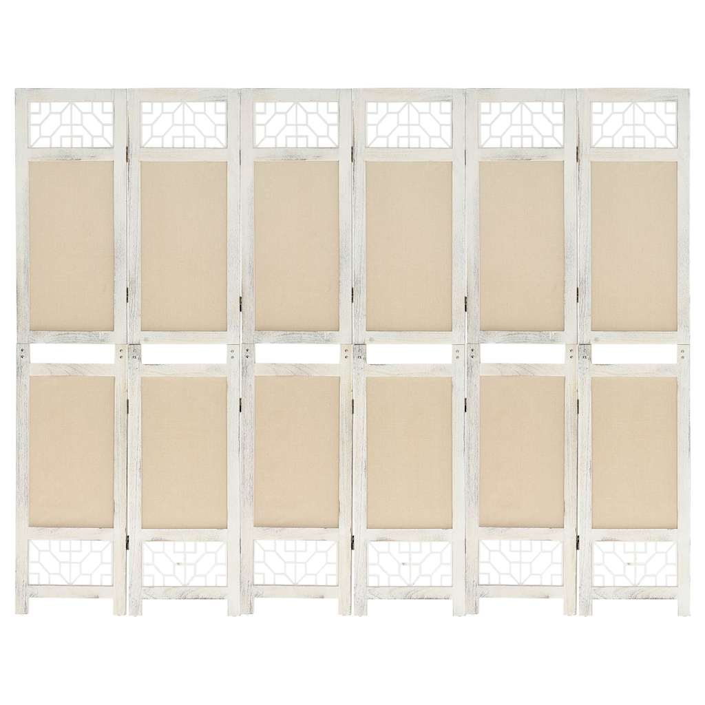 vidaXL 6-Panel Room Divider Cream 210x165 cm Fabric 1