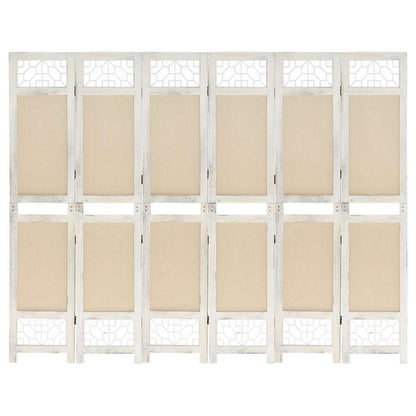 vidaXL 6-Panel Room Divider Cream 210x165 cm Fabric 1