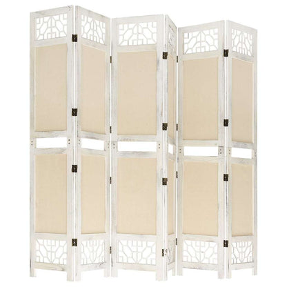 vidaXL 6-Panel Room Divider Cream 210x165 cm Fabric 4