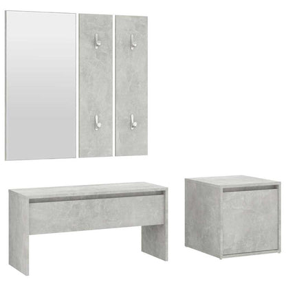 Hallway Furniture Set Engineered Wood Concrete grey
