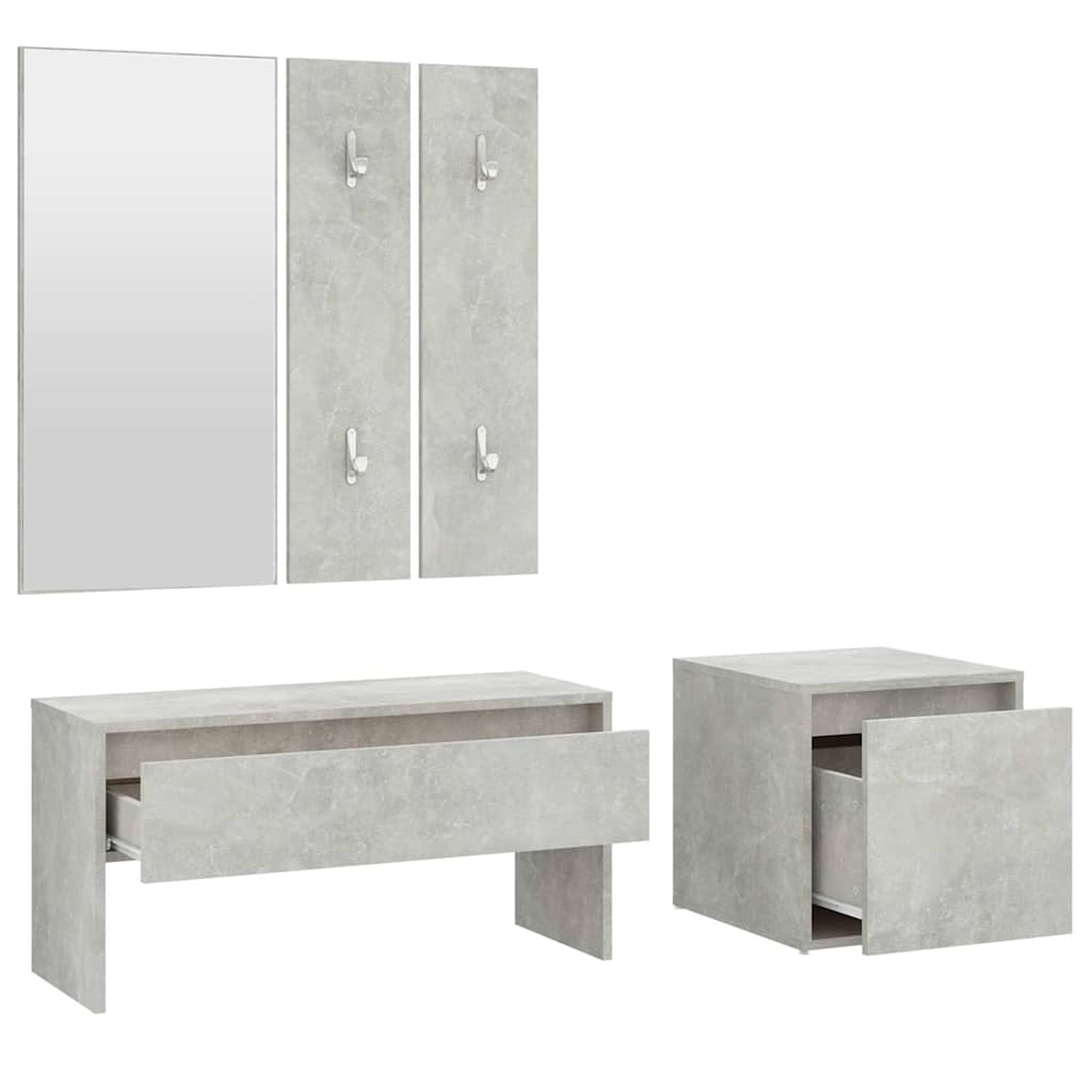 Hallway Furniture Set Engineered Wood Concrete grey