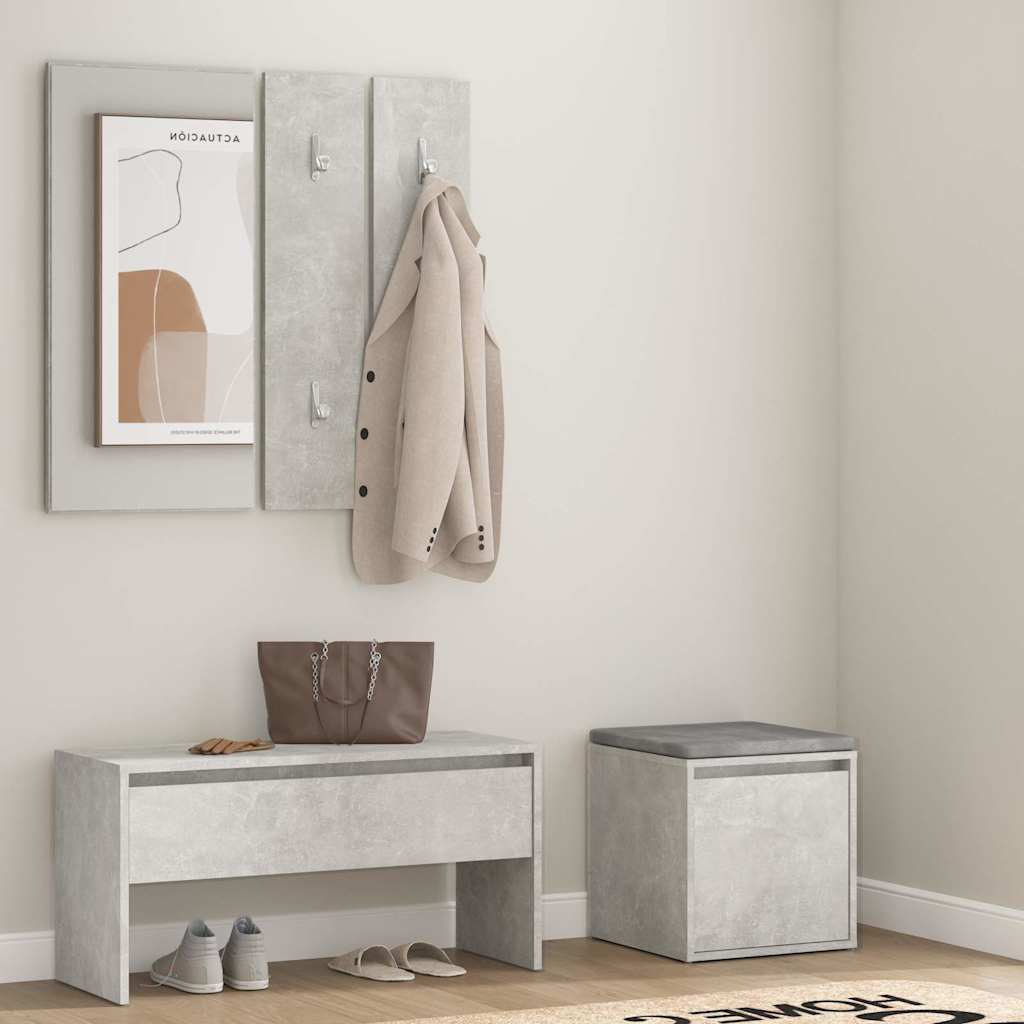Hallway Furniture Set Engineered Wood Concrete grey