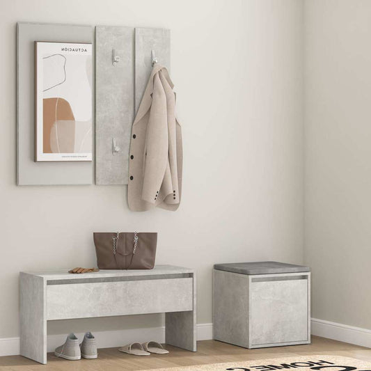 Hallway Furniture Set Engineered Wood Concrete grey