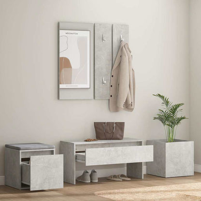 Hallway Furniture Set Engineered Wood Concrete grey