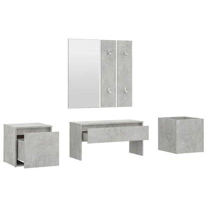 Hallway Furniture Set Engineered Wood Concrete grey