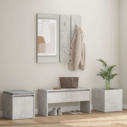 Hallway Furniture Set Engineered Wood Concrete grey