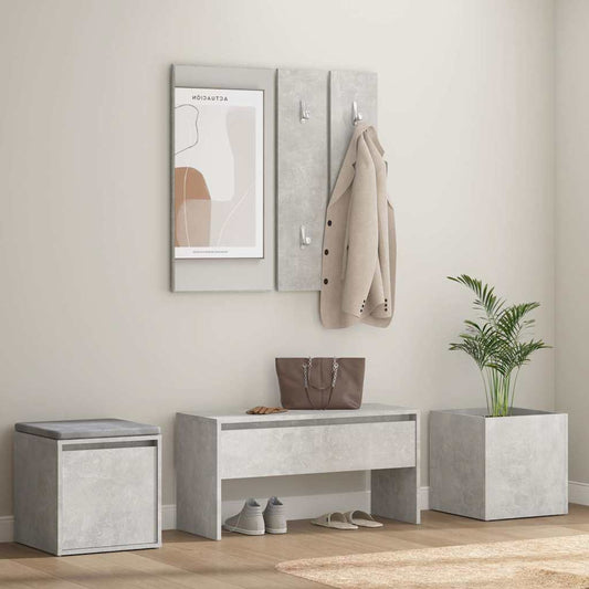 Hallway Furniture Set Engineered Wood Concrete grey