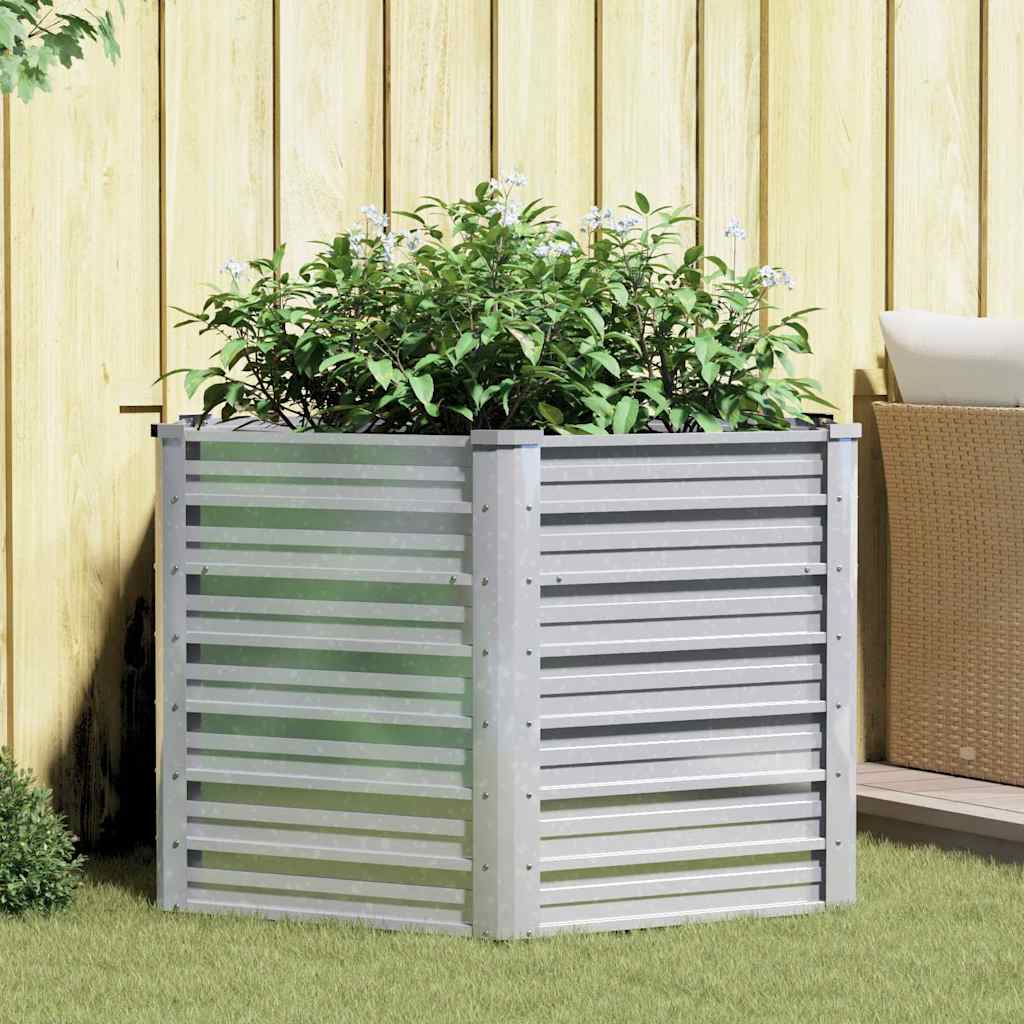 316898 vidaXL Garden Raised Bed 129x77 cm Galvanized Steel Silver 1