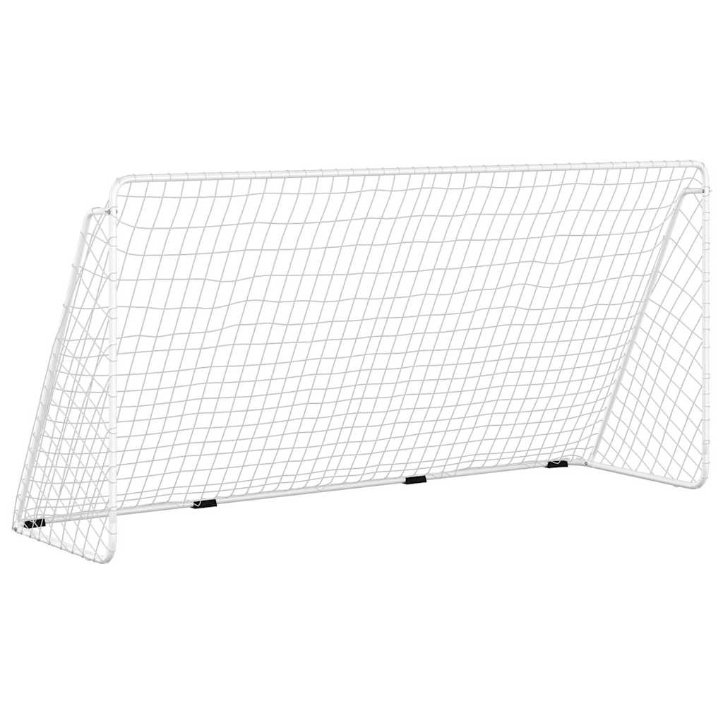 Football Goal with Net White Steel 366 cm 182 cm 122 cm