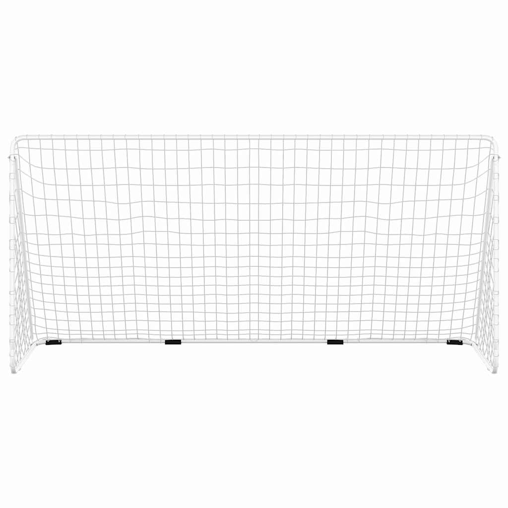 Football Goal with Net White Steel 366 cm 182 cm 122 cm