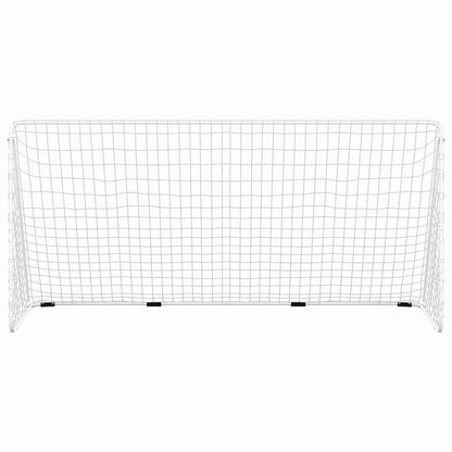 Football Goal with Net White Steel 366 cm 182 cm 122 cm
