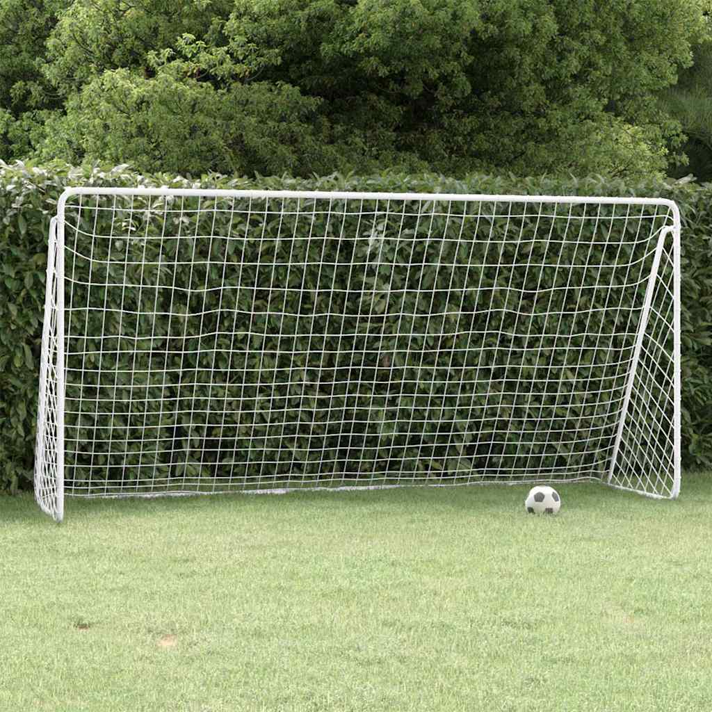 Football Goal with Net White Steel 366 cm 182 cm 122 cm