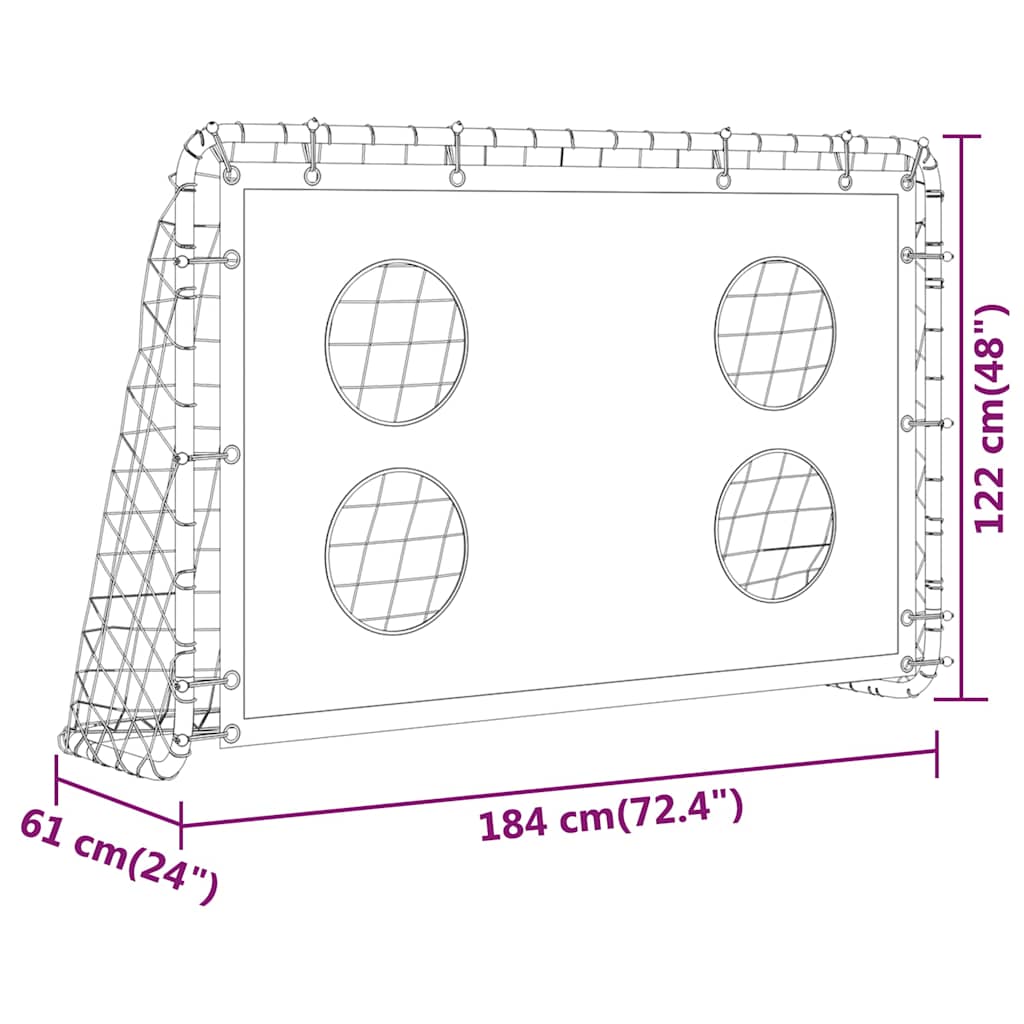 vidaXL Soccer Goal Training Net Steel 184x61x122 cm 6