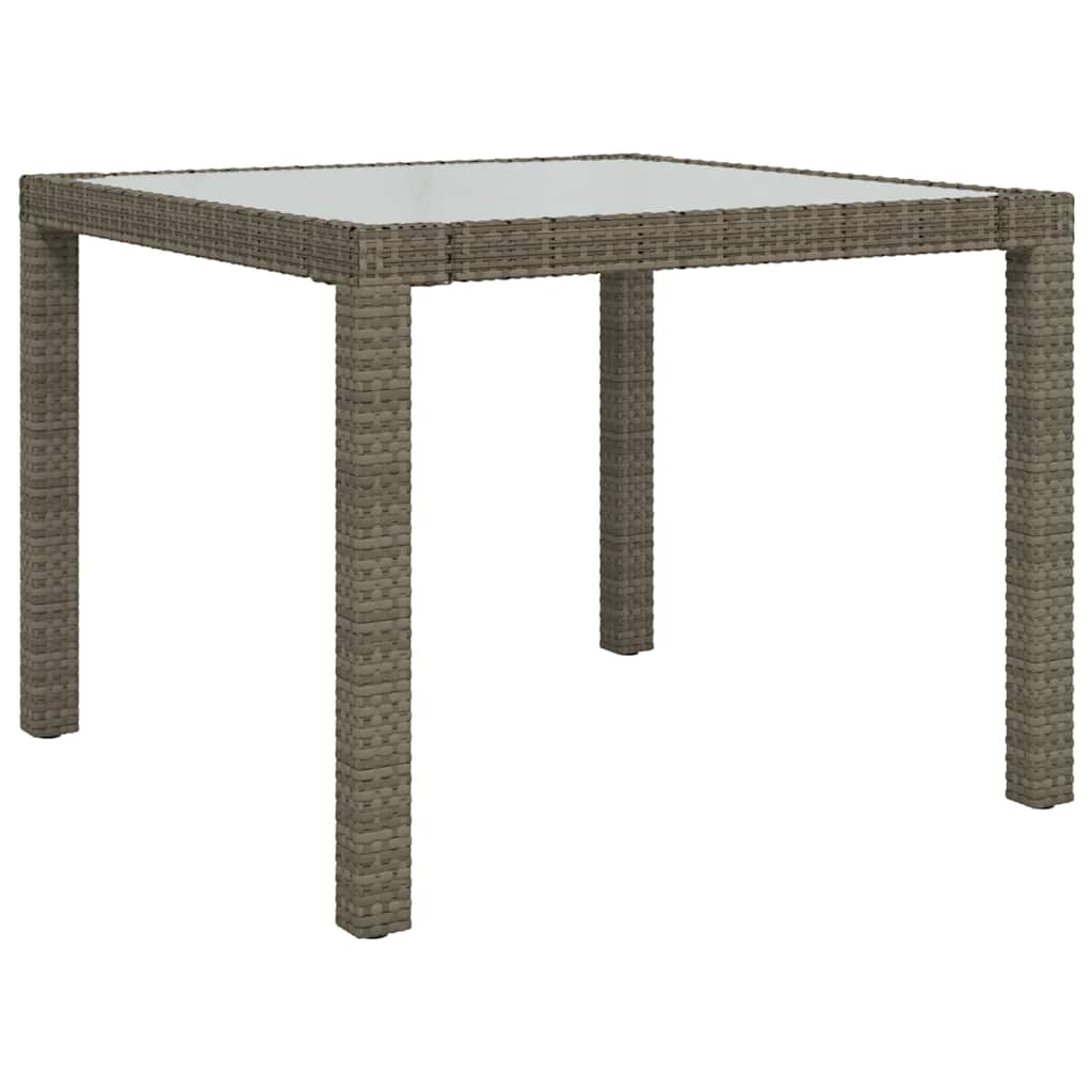 Garden Table Grey 90 x 90 x 75 cm Poly Rattan Depth 90 cm Width 90 cm Grey and white