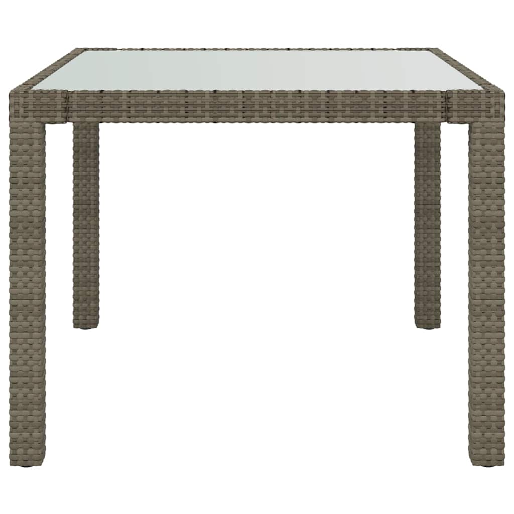 Garden Table Grey 90 x 90 x 75 cm Poly Rattan Depth 90 cm Width 90 cm Grey and white
