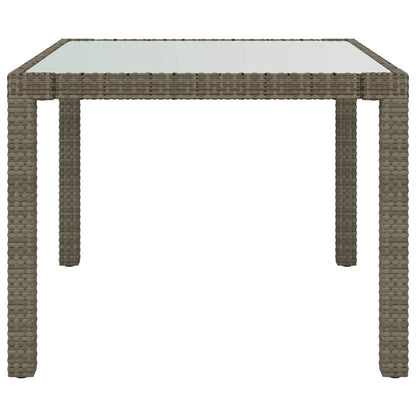 Garden Table Grey 90 x 90 x 75 cm Poly Rattan Depth 90 cm Width 90 cm Grey and white
