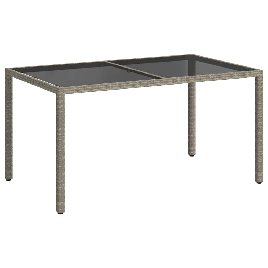 vidaXL Garden Table | Grey | Poly rattan, Powder-coated steel, Tempered glass 2
