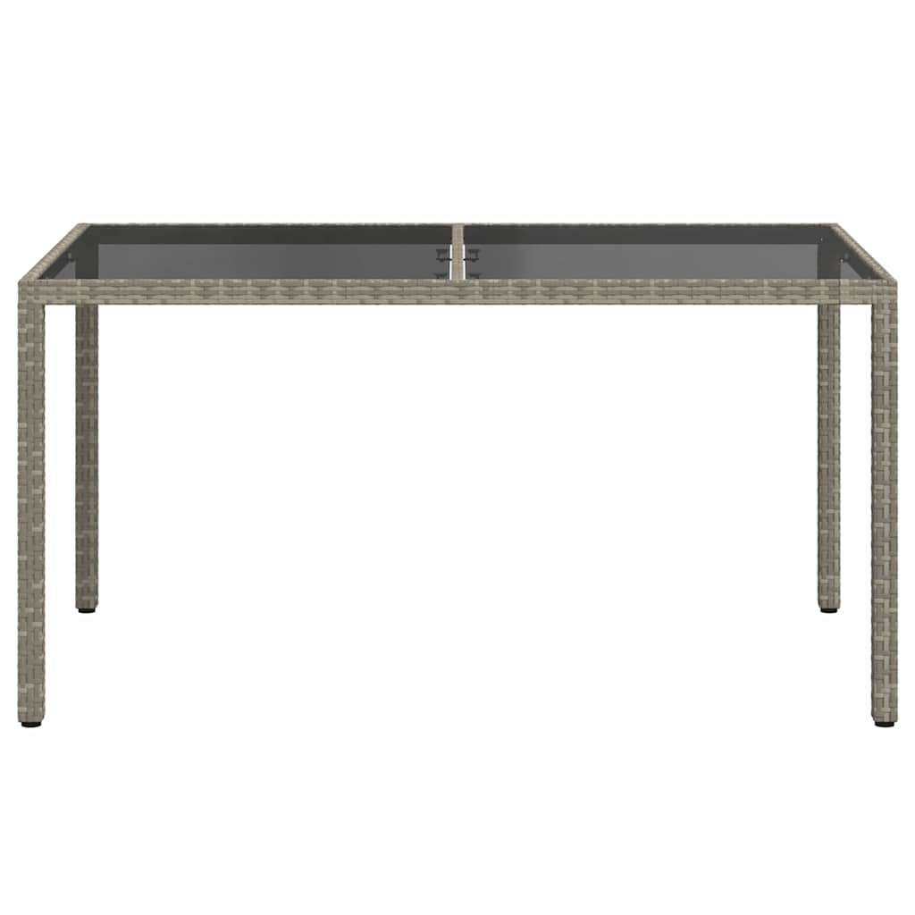 vidaXL Garden Table | Grey | Poly rattan, Powder-coated steel, Tempered glass 3