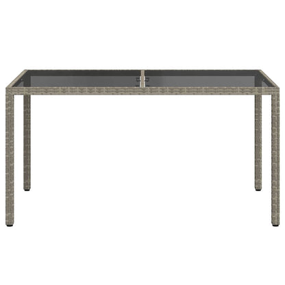 vidaXL Garden Table | Grey | Poly rattan, Powder-coated steel, Tempered glass 3